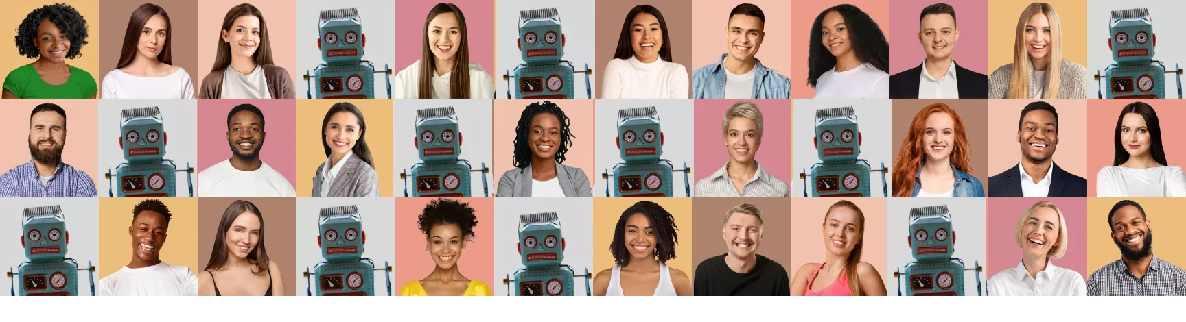 A grid of real human visitors mixed with bots